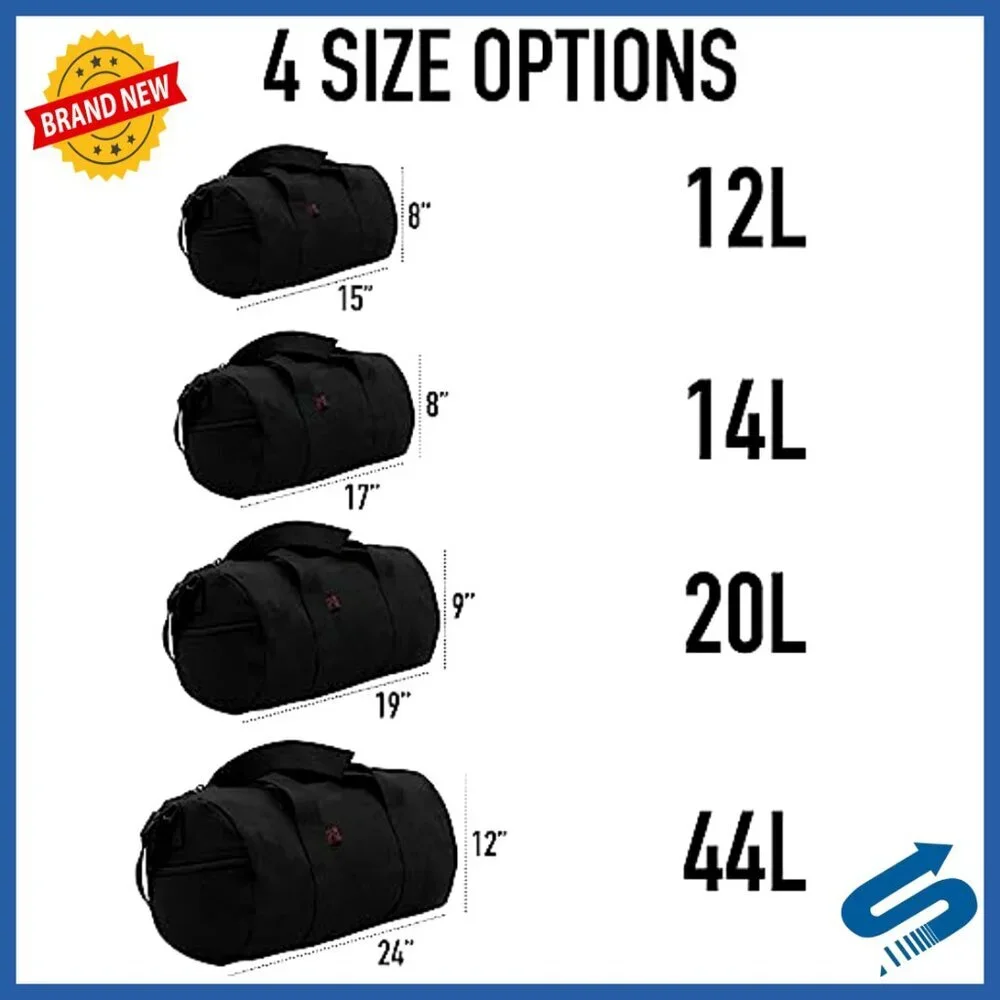 Heavy-Duty Canvas Duffle Bag Rugged Travel Gym Gear Equipment Shoulder Strap